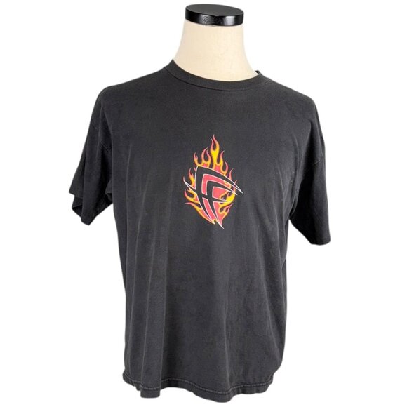 1997 Blue Grape Damned In Flames Graphic T-Shirt Black Preshrunk Cotton Mens L - Picture 1 of 11